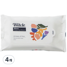 윗클(Witcle) 휴대용 세정티슈 차량용/피크닉/여행/야외활동 물티슈, 4개, 20매, 150g