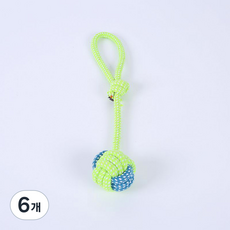 강아지 씹는 장난감 손잡이 매듭 공, 6개, 녹색