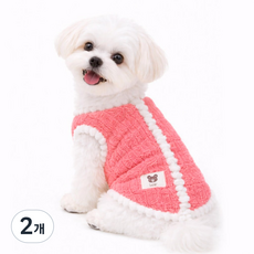 무드그라운드 강아지 조끼 후리스 보들보들 수면 겨울조끼, 핑크, 2개