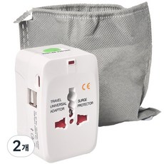 앞날창창 해외 여행용 변환 멀티어댑터 USB 2포트 C타입 1포트 + 파우치, 2개