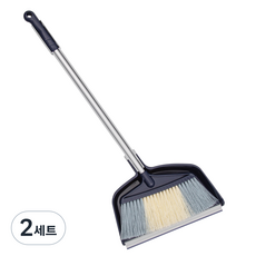 필굿리빙 실외 스탠드 빗자루 쓰레받기 세트, 2세트, 네이비