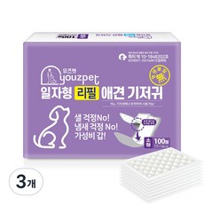 유즈펫 리필 일자형 강아지 속기저귀, 소형, 3개, 100개입