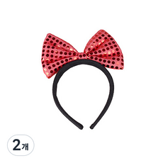 피플스파티 스팡클리본머리띠 소 4개입, 레드, 2개
