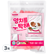 양치를부탁해 강아지 덴탈껌 3종 (딸기/블루베리/코코넛), 3개, 400g, 딸기(면역)