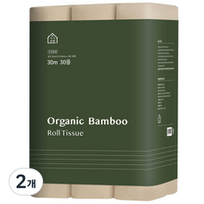 가치생활 오가닉 대나무 천연펄프 3겹 고급롤화장지, 30m, 30개입, 2개