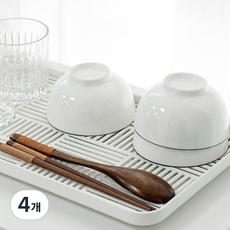 필굿리빙 주방 물빠짐 트레이 건조대, 화이트, 4개