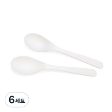 에콘스 PLA 썩는 플라스틱 일회용 미니스푼 아이스크림스푼 벌크 화이트 200개, 6세트, 200개입
