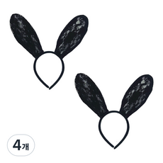 리빙듀오 파티 머리띠 인생네컷 소품 생일 할로윈 놀이공원, 4개, 벨벳토끼머리띠
