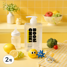 BOOMCHIKI 붐치키 프리미엄 유아 주방세제 젖병 & 식기세정제 아기 주방세제 무향 액상형, 2개, 500ml