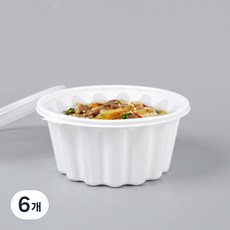 온기착 195파이 흰색 용기 + 투명 뚜껑 세트 대, 6개, 50개입