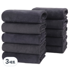 필바이브 업소용 도톰한 극세사 수건 미용실 사우나 헬스장 펫샵, 3세트, 차콜 그레이 10장