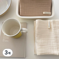 목화베리 무지요루거즈3중 면행주 키친크로스 2color, 무지샌드베이지, 3개