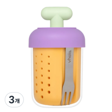 보이오 후르츠팟 과일 샐러드 도시락통 밀프랩 용기 미니 토글 푸르트 컵, 라일락오렌지, 3개