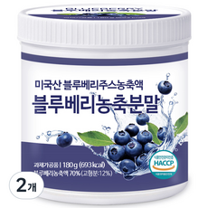 푸른들판 블루베리 농축 분말 가루 파우더 불루베리 열매 과일 파우더 무설탕, 2개, 180g