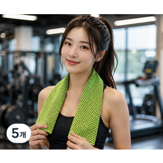 3초 냉각 아이스 쿨타올 / 얼음 냉감 스포츠타월 / 닿자마자 얼음찜질 냉수건 / 쿨링 타월 끝판왕, 그린, 5개