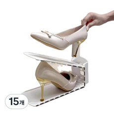 제이엘로 프리미엄 높이조절 슈즈랙 신발 정리대, 화이트, 15개