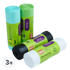 분리수거비닐봉투 생분해성 비닐 봉투 옥수수전분 음식물쓰레기봉투 친환경 비닐 봉투 롤형녹색, 3개, 100개입, 특대(XL)