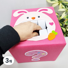 토끼 궁금이 상자 재료모음(20cm 정육면체 인쇄펠트), 3개, 동물