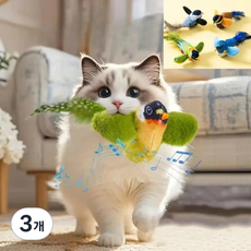 고양이 새 소리나는 놀이 사냥 장난감, 3개, 그린