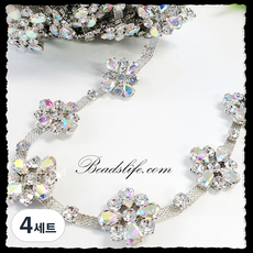비즈라이프 줄큐빅 줄보석 네일체인 줄난 모양체인 정사각 장식, B-42 백금도금/45cm, 4세트