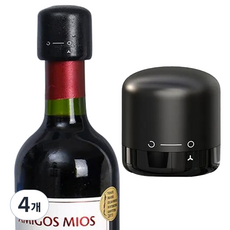 심플리프 진공 밀폐 와인 마개, 4개, 블랙