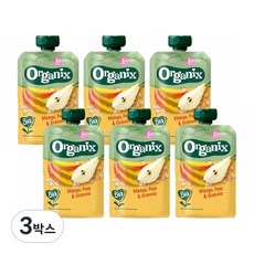 Organix food 퓨레 오가닉스 유기농 고영양 이유식, 망고+배+그래놀라, 600g, 3박스