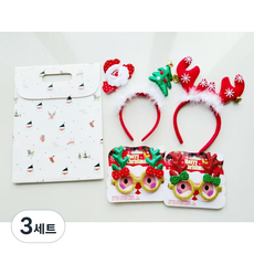 포포픽 크리스마스 파티 머리띠 안경 4종 선물세트 LED 머리띠 포함 분위기 소품 홈데코, 3세트, A세트