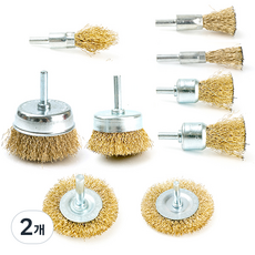 ZIO-BIZ 전동드릴 철사 브러쉬 9종세트 / 전동드릴용 철브러쉬 철사 브러쉬 철사솔 철 솔 청소솔 철판 강판 이물질 녹제거 버제거 표면 마감 연마 용접 마무리, 2개