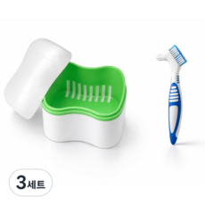 와이엔케이더밸류 틀니 전용 보관함 세척솔, 3세트, 그린