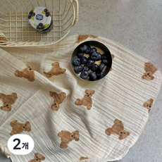 거즈행주 고리 키친크로스 주방핸드타올 국내제작, 2개, 4번  브라운곰