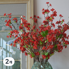 메이크유어홈 미니 매화 조화 인테리어 셀프 전통 나뭇가지, 레드, 2개