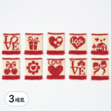 쏠룹 국산 니트 주방 수세미, 3세트, 10개, 레드(하트)