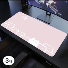 게이밍 장패드 고양이 캐릭터 마우스패드 방수코팅 300X800X3MM, 3개, 베이비핑크