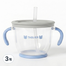 따블리에 유아용 이지 자기주도 양손 빨대컵 BPA FREE, 150ml, 3개, 블루