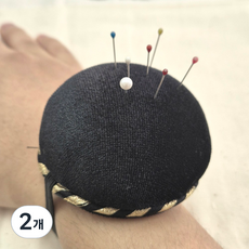고급 벨벳 핀쿠션 시침핀 손목 핀봉 비로도 시침핀꽂이 바늘꽂이, 2개, 블랙