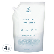 아이보브 고농축 유아 섬유유연제 클린코튼향 리필, 1.2L, 4개