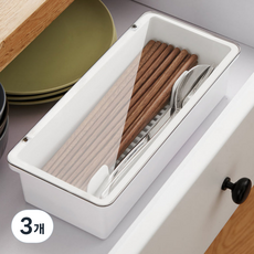 감성팩토리 뚜껑 수저통, 3개, 화이트