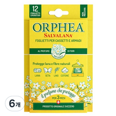 오르페아 스위스 옷장방향제 서랍장 및 옷걸이용 (피오리향) 12매입, 6개