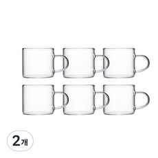 내열유리 미니 유리컵 120ml 6P 찻잔 세트, 2개
