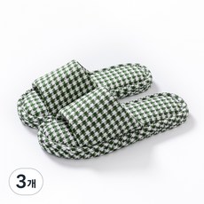 제이드슈 하운드투스 3중 쿠션 실내화 리본 소프트 패브릭 거실화 실내 슬리퍼, 3개, 베이직-그린