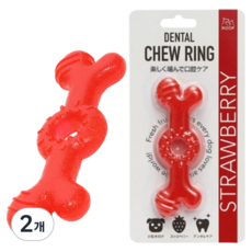 강아지 이갈이 장난감 ROOP 애견치발기 과일향 덴탈츄링, 딸기, 2개