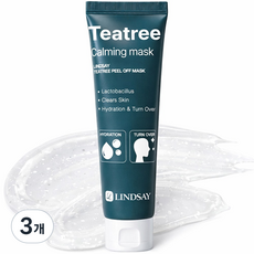 린제이 티트리 진정팩 얼굴피부 모공 피지 수분 쿨링 마스크 필오프팩, 3개, 1개입