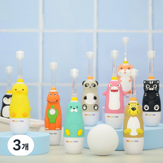 메가텐 싱글팩 캐릭터소닉 360도 리뉴얼 리필모 어린이 유아 음파 전동칫솔 본품, 3개, 리필모 미디움, 해달