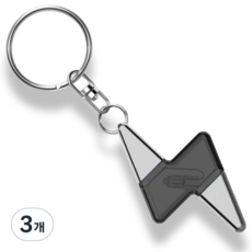 백댄스 정전기방지 키홀더 열쇠고리 키링, 3개, 번개형 블랙