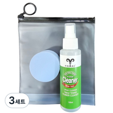 하말 스프레이 클리너 세트 탁구 러버 크리너 스폰지 세트 탁구채 관리용품, 3세트, 100ml