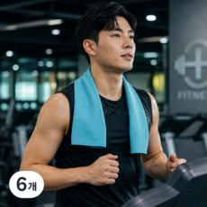 스포츠 아이스 냉감 쿨 타올, 6개, 블루