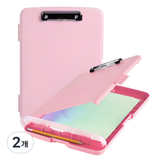애드박스 멀티 클립보드 파일 A4 수납 필기도구 보관함 케이스, 2개, 핑크
