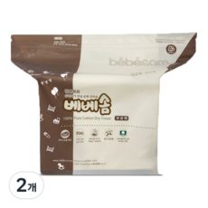 베베솜 무표백 순면 아기 건티슈, 60g, 360매, 2개