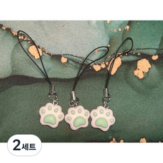 냥이 발바닥 스트랩 키링 (3개 세트), 2세트, 민트3