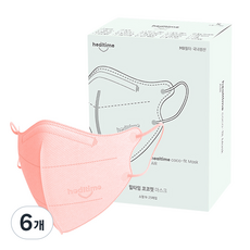 힐타임 코코핏 KF94 컬러 마스크 소형N 새부리형 숨쉬기편한, 25매입, 6개, 코랄오렌지